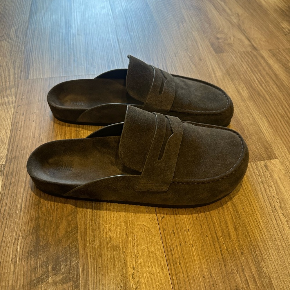 PAIGE Dark Brown Suede Slip-On Loafers